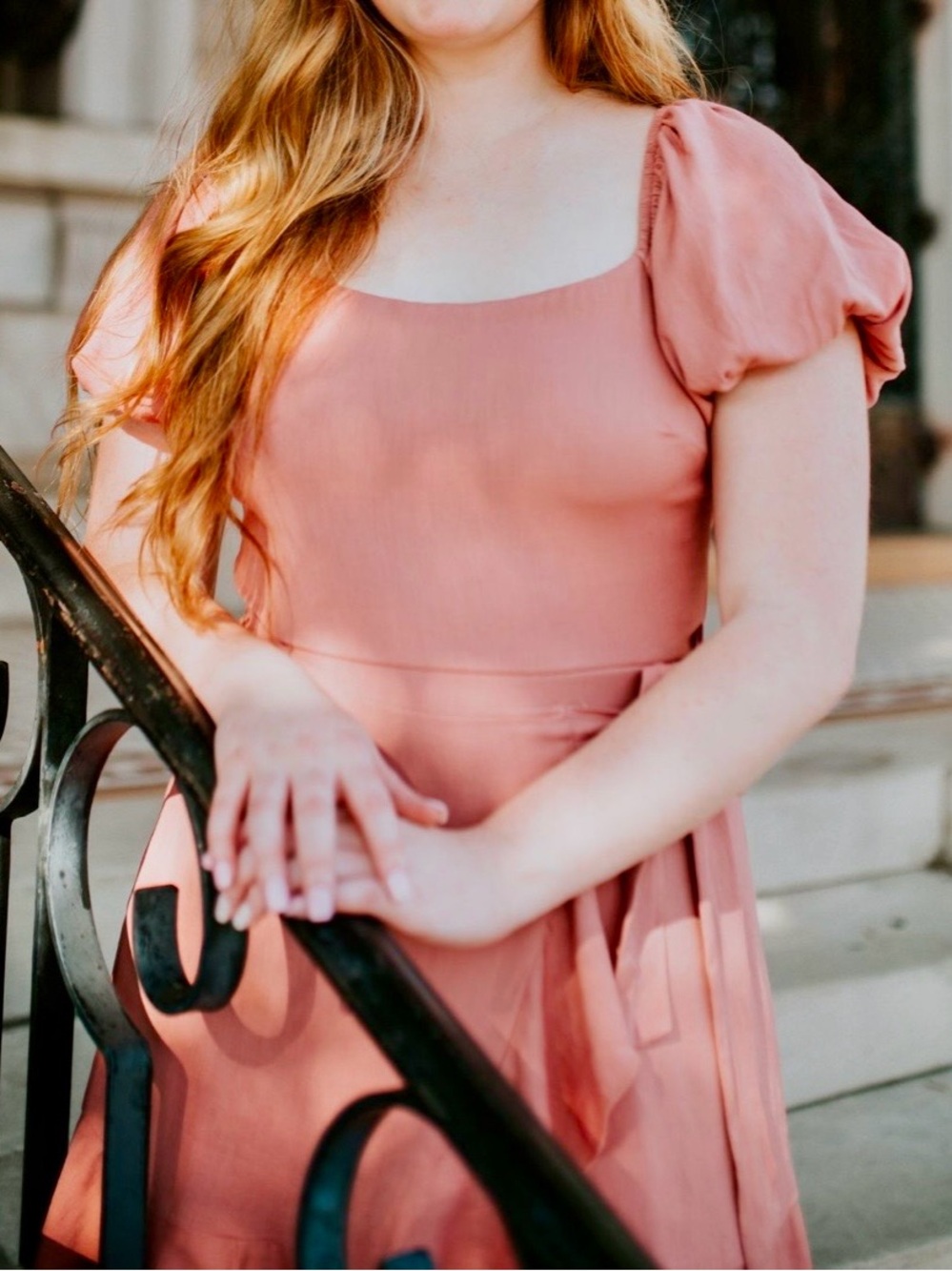 Trixxi Dusty Rose Square Neck Dress